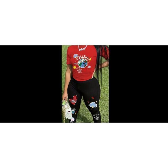 Two piece cartoon graphic have in red and black.Size 14 - Picture 12 of 15